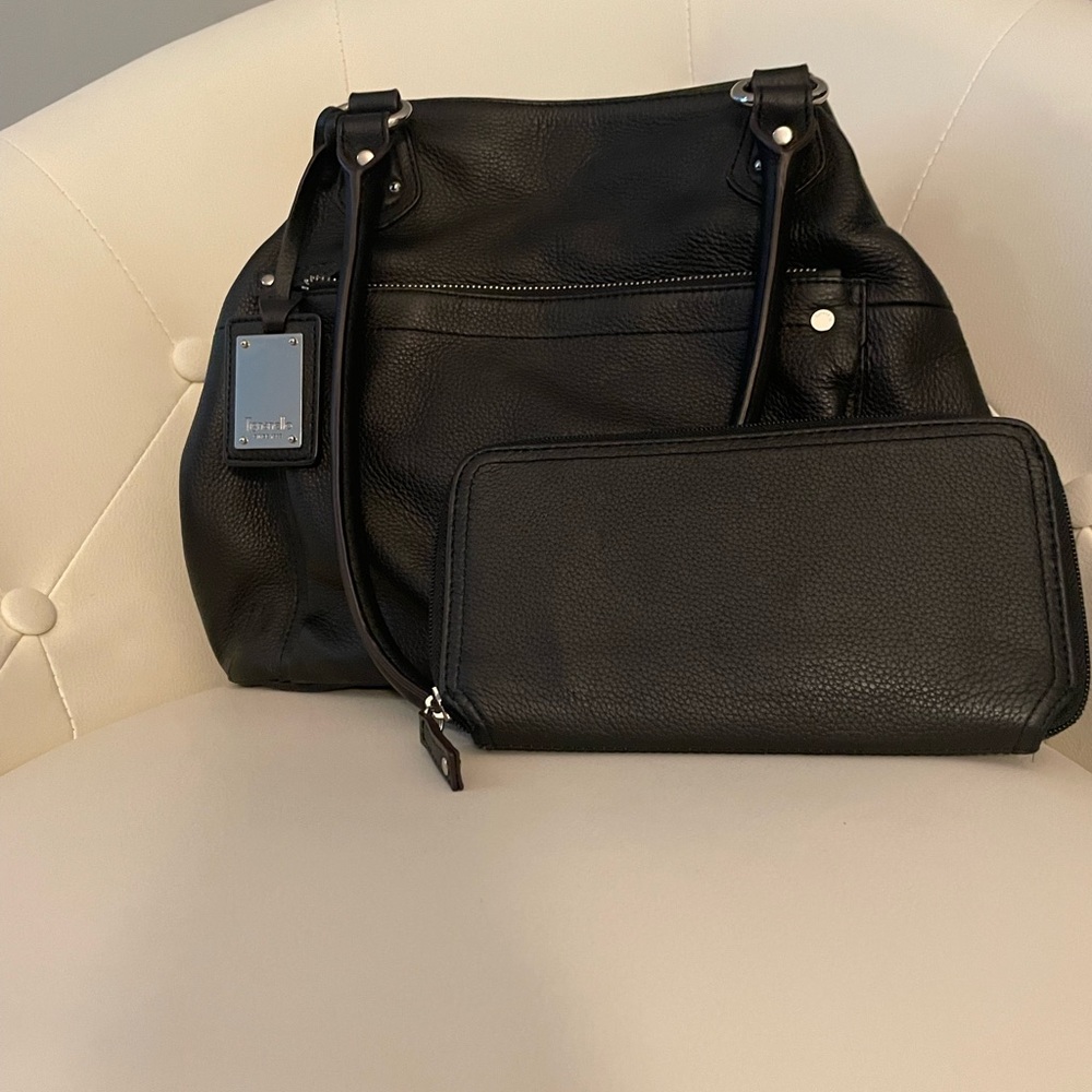 Tignanello black purse with wallet.